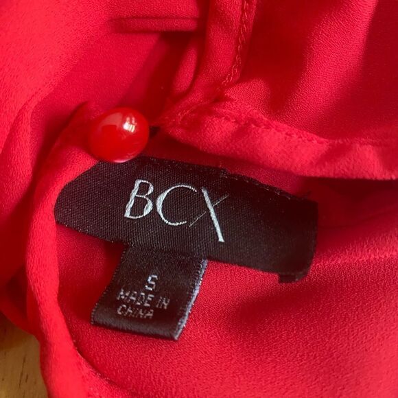 BCX Red Cold Shoulder Blouse Size Small - Picture 3 of 4